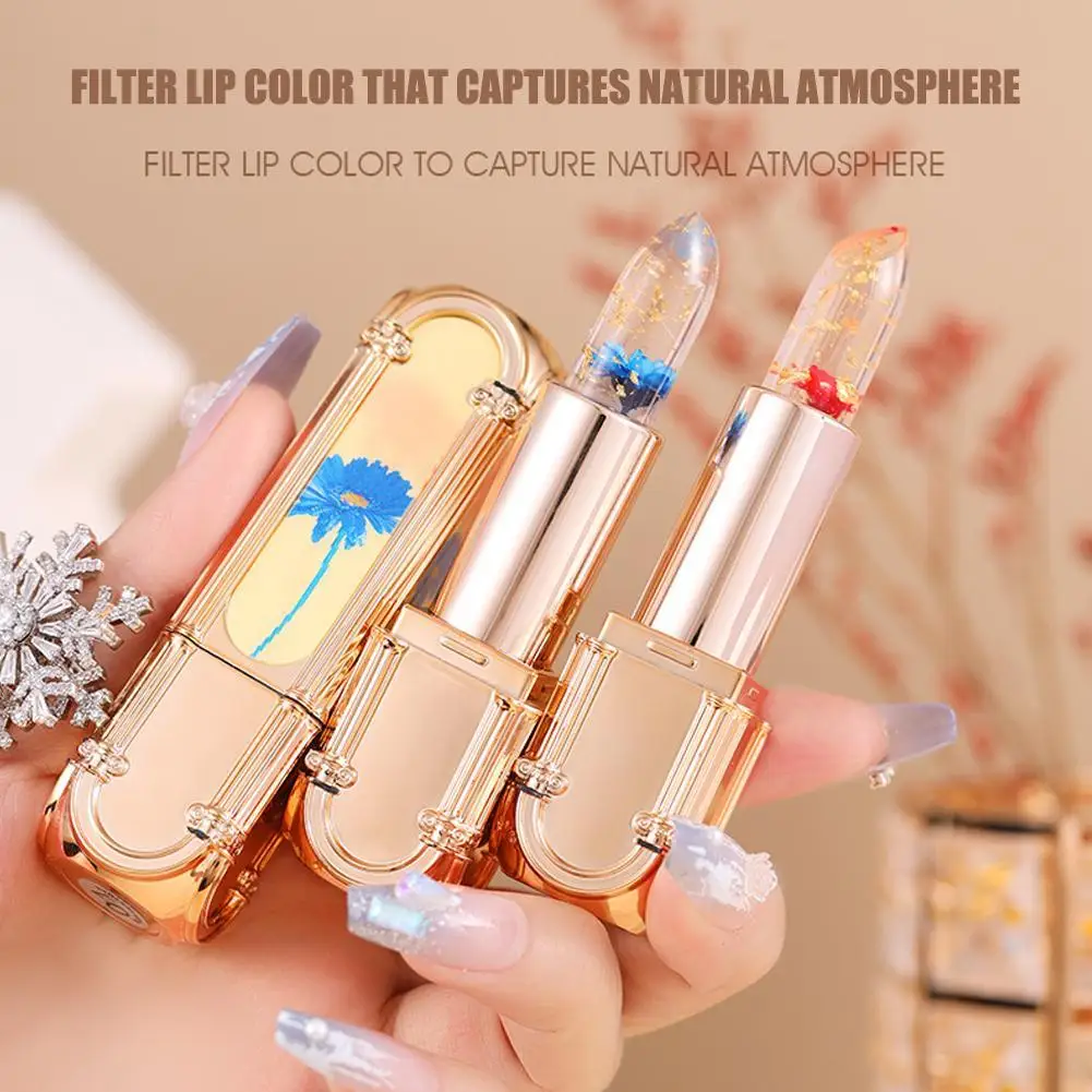 Temperature Color Changing Lipstick Crystal Clear Flower Moisturizer Lipstick Jelly PH Hydrating Balm Lipgloss Lip Plumping J4P2