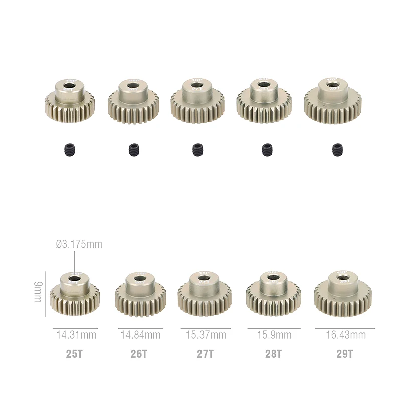 48DP 3.175mm 11t 13t 15t 17t 18T 19t 20T 22T 24T 28T 30T ze stopu aluminium metal silnik z zębatką biegów dla 1/10 zdalnie sterowany Model samochodu