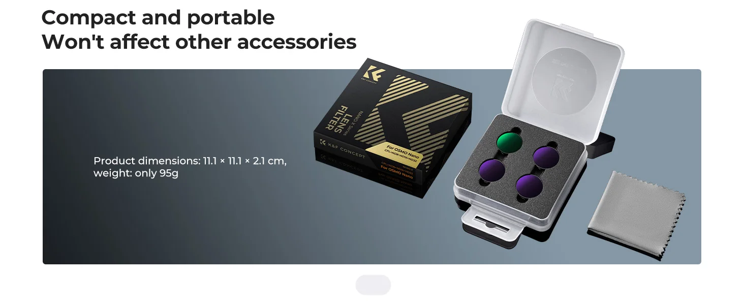 K&F CONCEPT ND CPL Schwarzdiffusionsfilter 1/4 Set für DJI Osmo Nano Vlogging Kamera Neutraldichte Polarisationsfilter HD optisc – Detail 21