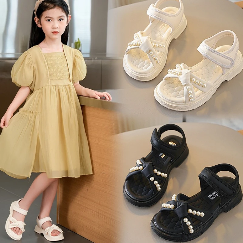 

Детские летние сандалии для девочек в стиле принцессы, универсальные повседневные туфли для студенток, нескользящие сандалии для вечеринок и праздников