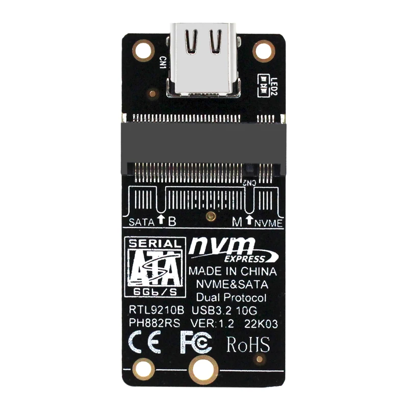 Adattatore da M2 a USB 3.1 tipo C PCIE NVME SSD M.2 SATA SSD a USB C Riser Board 10Gbps Dual Protocol RTL9210B per chiave M/B + M 2230 M2