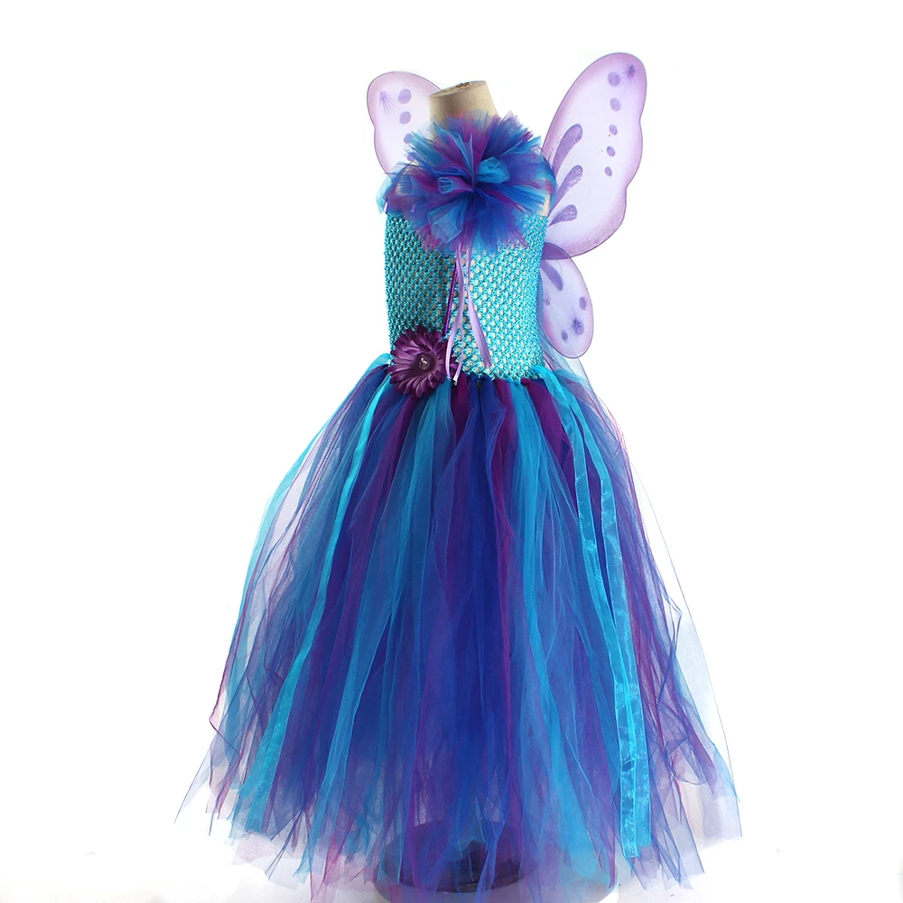 New Fairy Princess Tutu Dress with Wings and Wand Birthday Party Pageant Ball Gown Purim Carnival Vestidor view 3