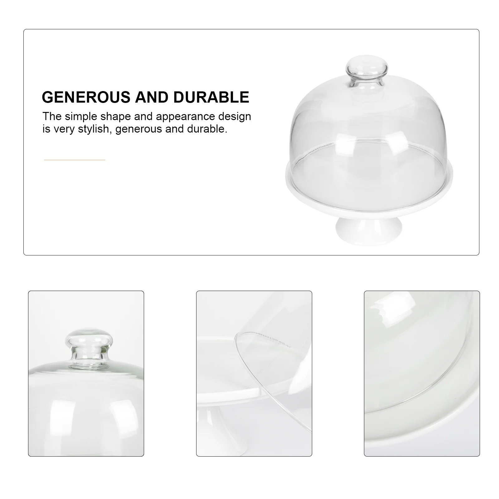 

1Set Wedding Cake Display Tray Ceramic Dessert Holder High Foot Design Glass Cover Useful Party Candy Serving Plate Storage Rack