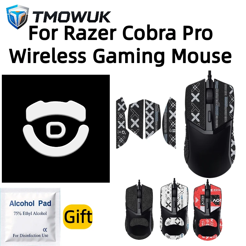 Mouse Grip Tape + PTFE Mouse Skates Combo For Razer Cobra Pro Wireless Gaming Mouse, Sweat Resistant Anti Slip Sticker