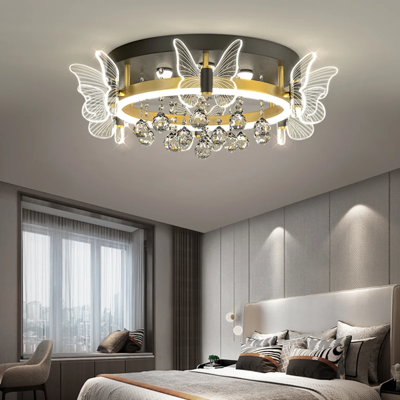 

Cartoon Children's Room Light Crystal Ceiling Light New Butterfly Chandelier Girl's Room Balloon Light Led Bedroom Light