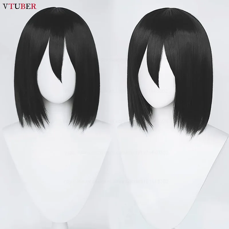 High Quality Mikasa Ackerman Cosplay Wig Black Short and Bobo 2 Versions Heat Resistant Hair Anime Cosplay Wigs + Wig Cap