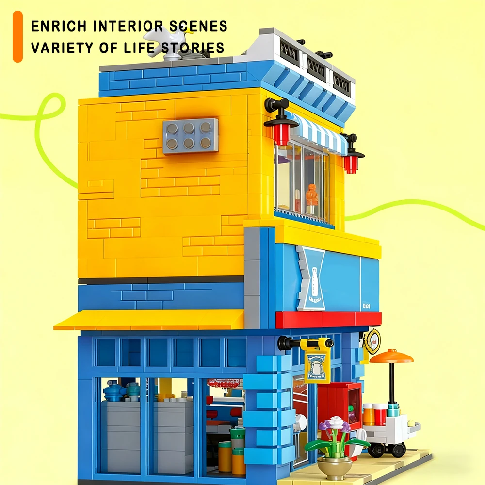 

Строительные блоки с видом на улицу, модель Luosen Convenience Store, городской дом, сборочный набор, кирпичи, декор стола, игрушки, Рождественский подарок для ребенка