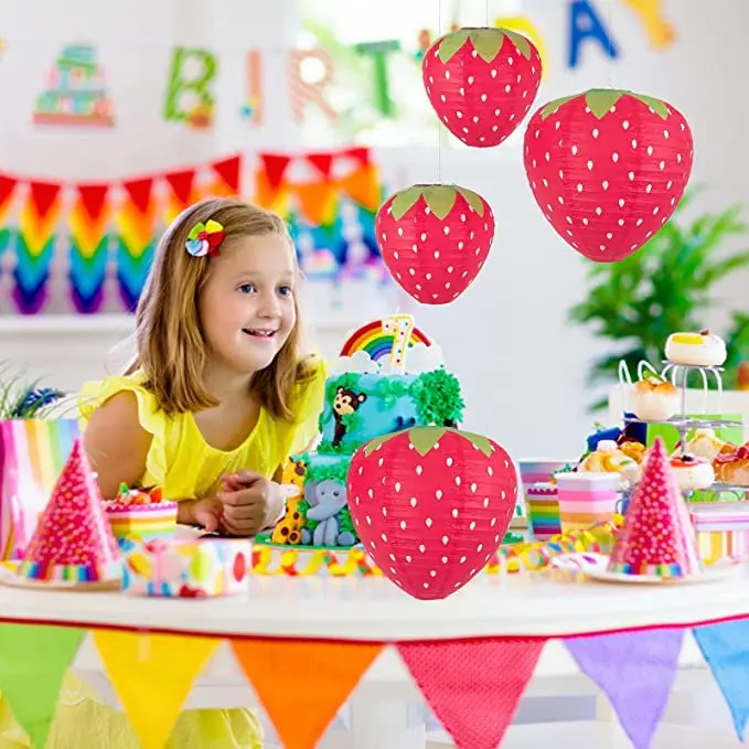 Linterna de papel con forma de seta de Pascua para niños, decoración para fiesta de feliz cumpleaños, guardería, feliz día de Pascua, linterna de fresa con forma de seta