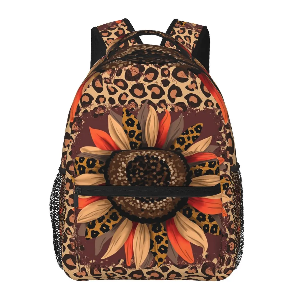 

Leopard Sunflower Pattern Student Backpack School Bag Hiking Travel Daypack for Men Women Fashion Bookbag Shoulder Bags