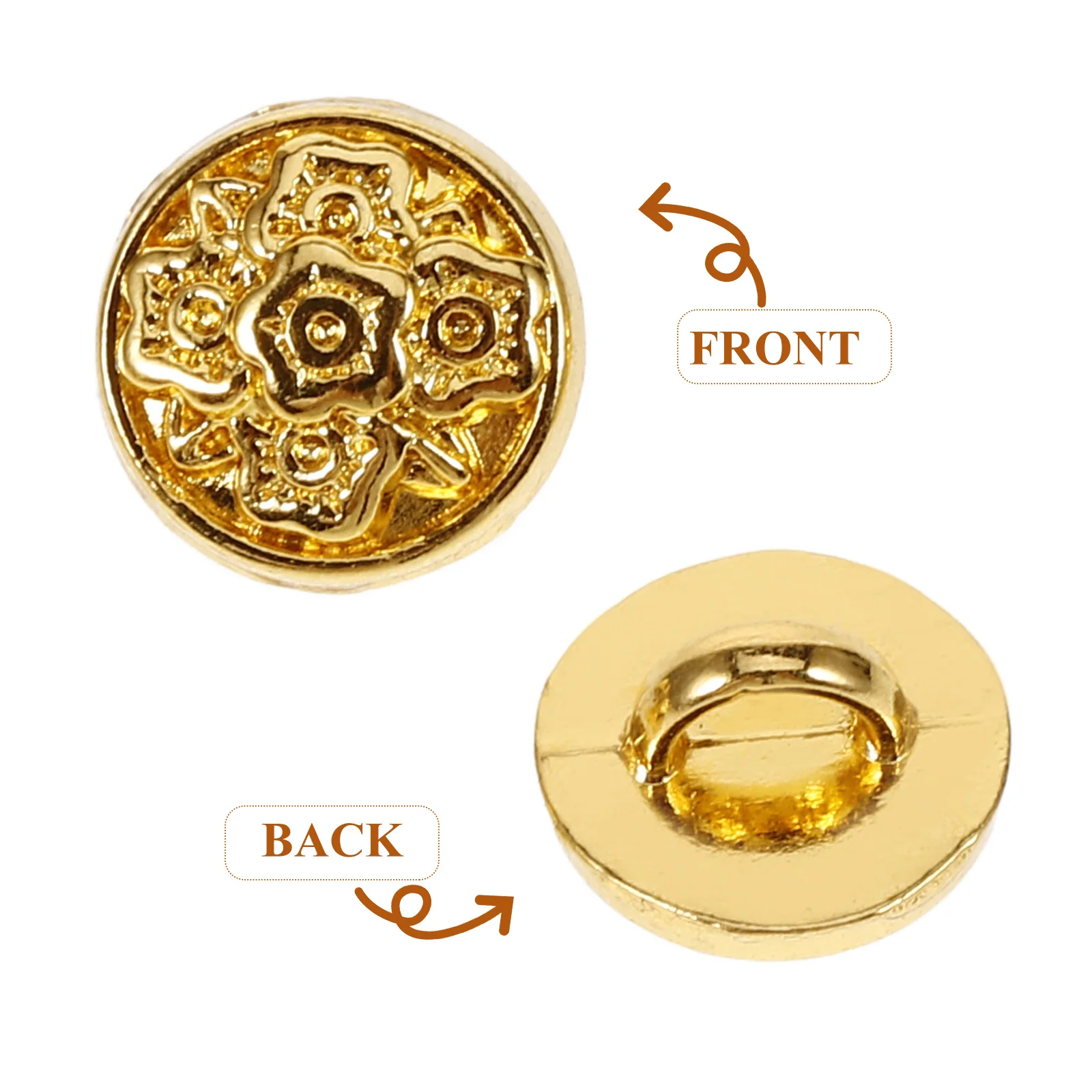 

100Pcs Vintage Flower Mini Round Buttons Durable Metal Tiny Replacement Buttons for Clothes DIY Clothing Accessories