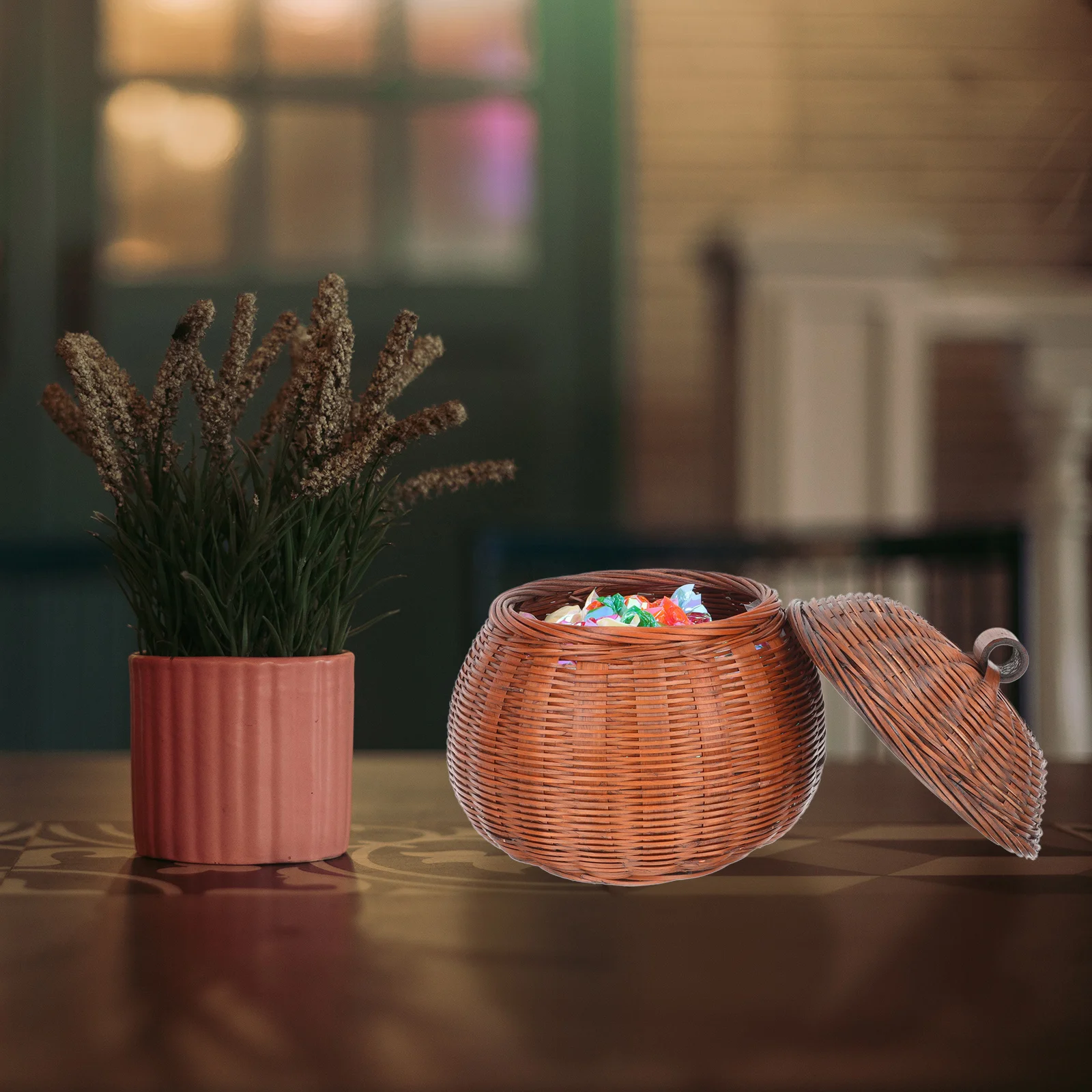 Pumpkin Holder Retro Storage Basket Multi function Wear resistant Daily Use Fruit Basket Household Rattan Container