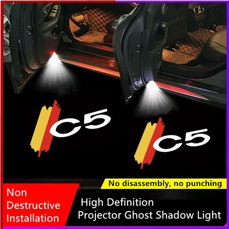 

2PCS Car Door Emblem LED Light Welcome Lamp Wireless Laser Projector For Citroen C5 II 2004-2008 X7 2010-2017 Auto Accessory