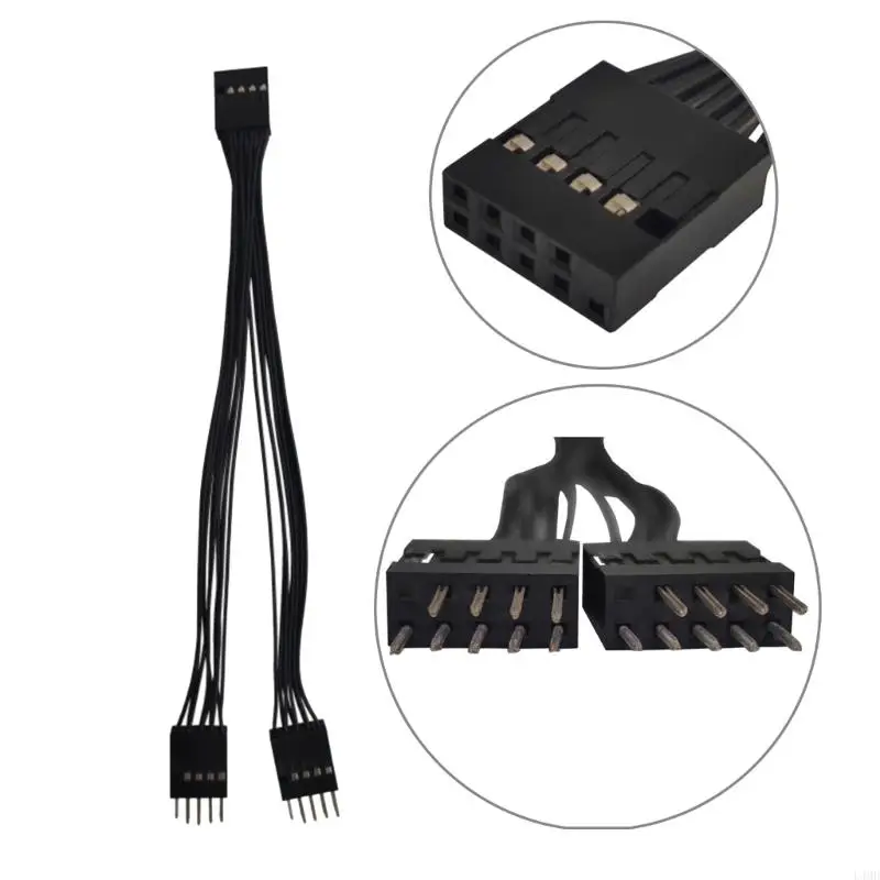 L4MD USB 9Pin Female to Twin 9Pin Male Splitter Adapter Mainboard USB Connector Adapter Shielded