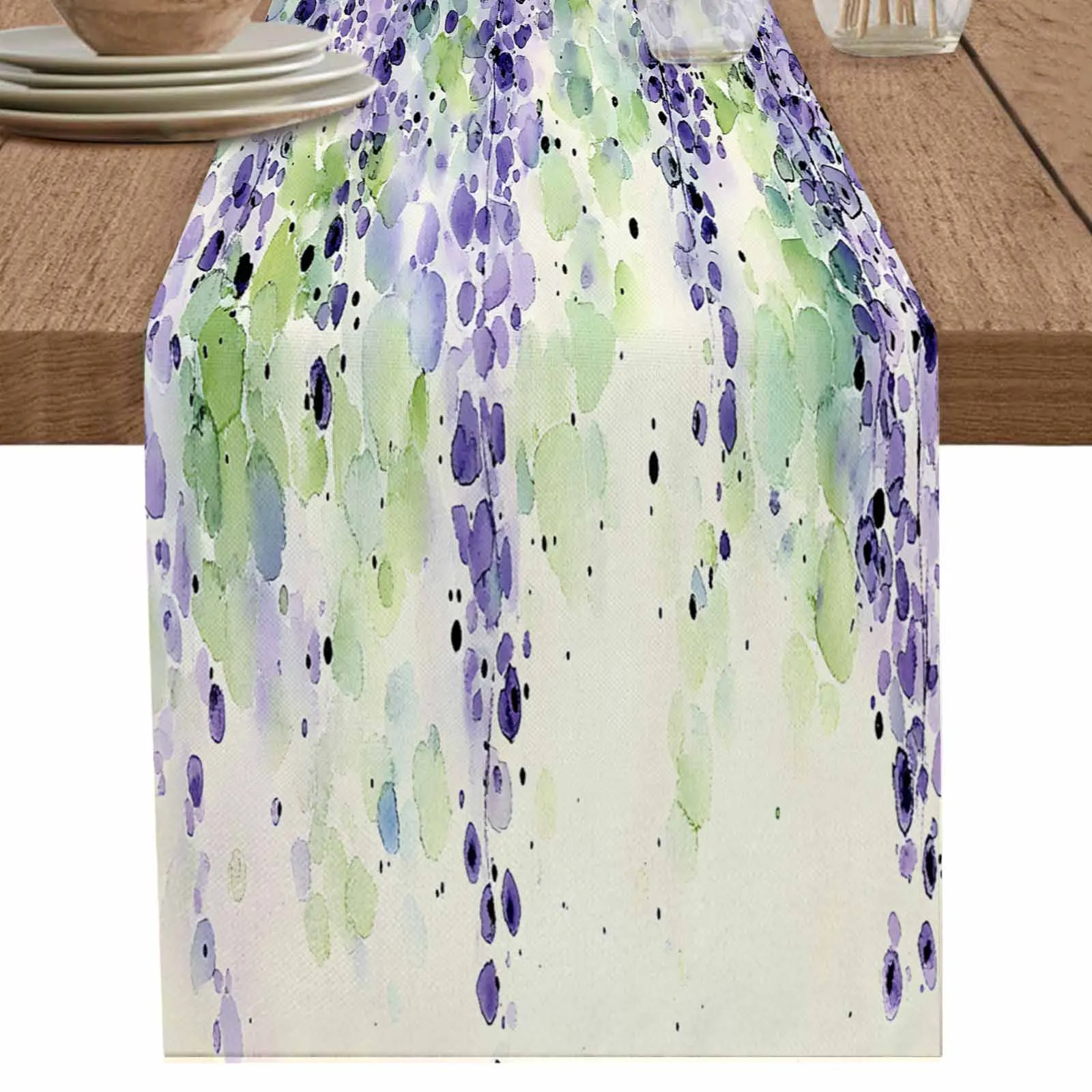 Lavender Watercolor Modern Art Runner Wedding Decor Table Cover Holiday Party Coffee Table Decoration Tablecloth