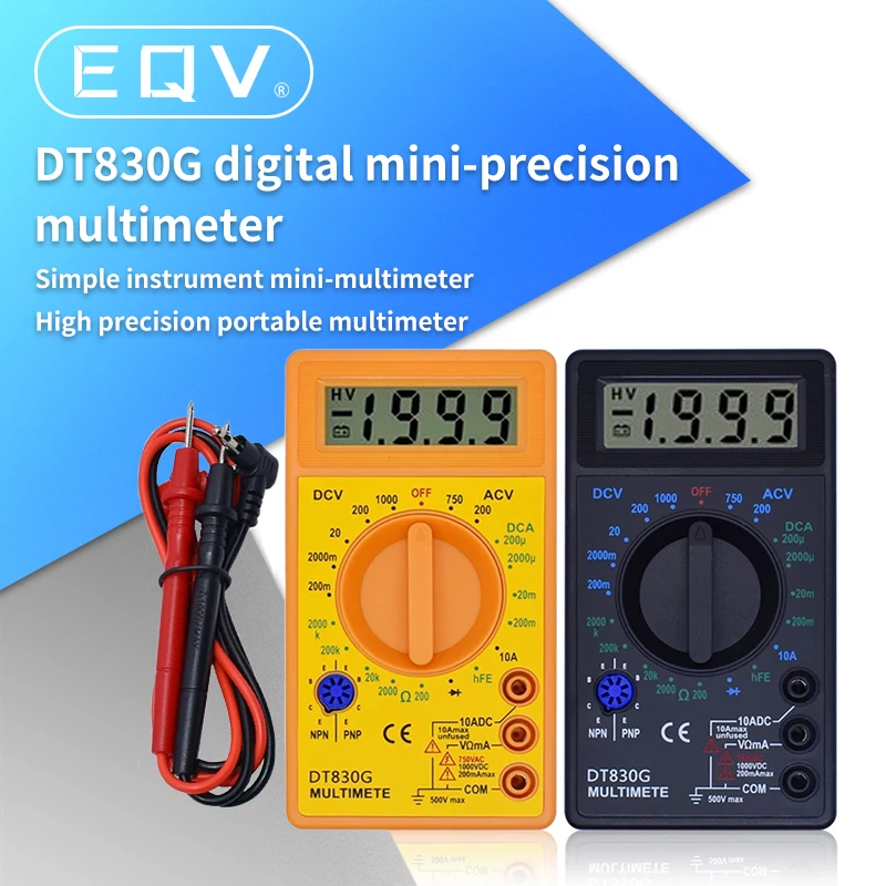 

DT-830B Digital Voltmeter Ohmmeter Ammeter Multimeter Handheld Tester DT830B AC DC 750/1000V Amp Volt Ohm home tester