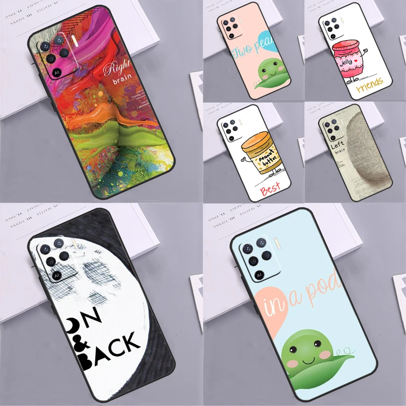 Couples Lovers Best Friends Case For OPPO A76 A96 A78 A98 A15 A16 A17 A77 A94 A74 A53 A54 A57 S A5 A9 A91 A93 A52 A72