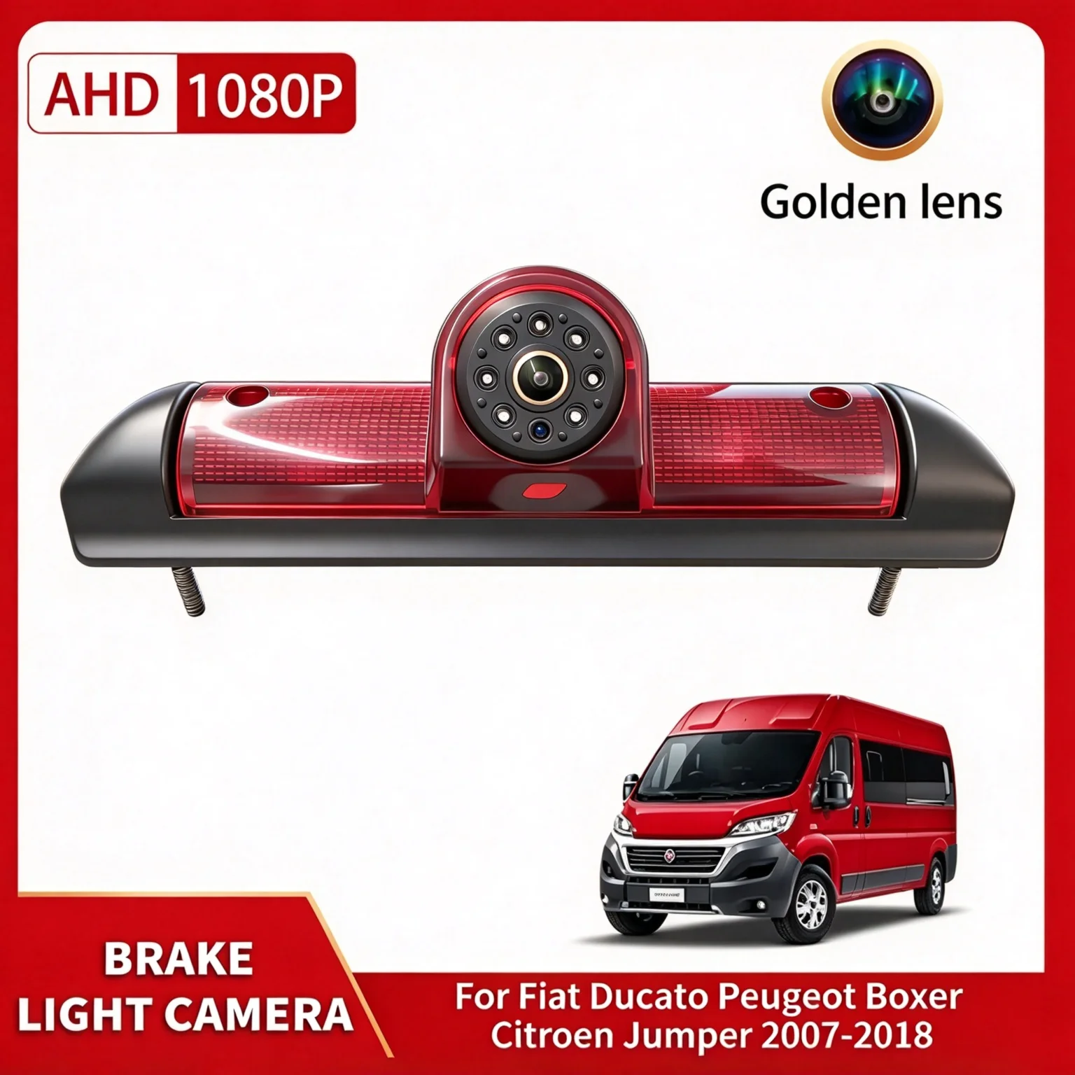 AHD 1080P Waterproof Car Brake Light Rear View Reverse Backup Camera For Fiat Ducato Peugeot Boxer Citroen Jumper 2007-2018
