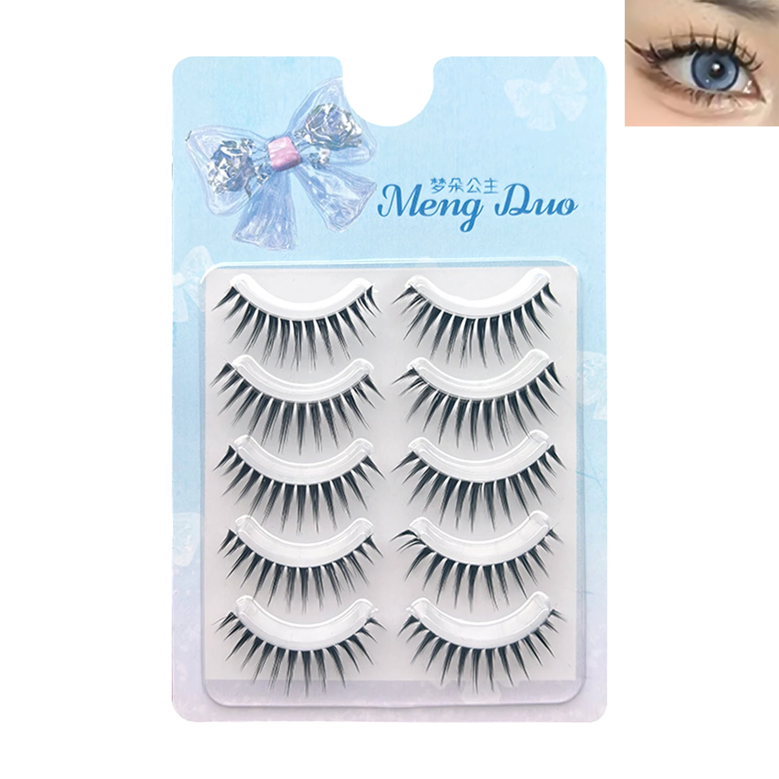 Pełne rzęsy na taśmie 5 par przezroczysta taśma 9-14mm delikatne rzęsy skręt C naturalny wygląd rzęsy w kępkach DIY makijaż cosplay