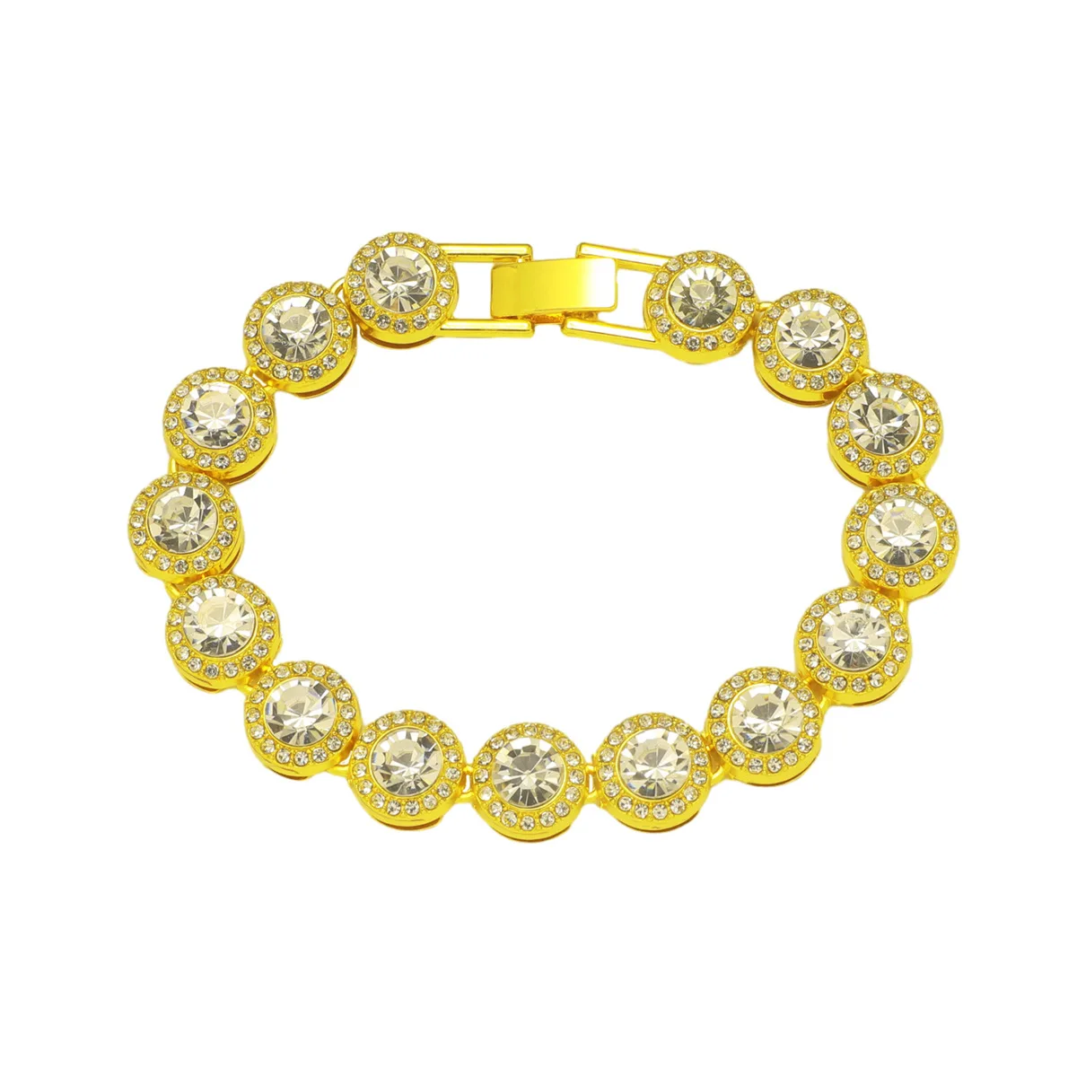 

Fashion Versatile Round Diamond Stitched Chain Bracelet for Cool Men & Women Must Have Stylish Accessory Rap Street Dance Looks