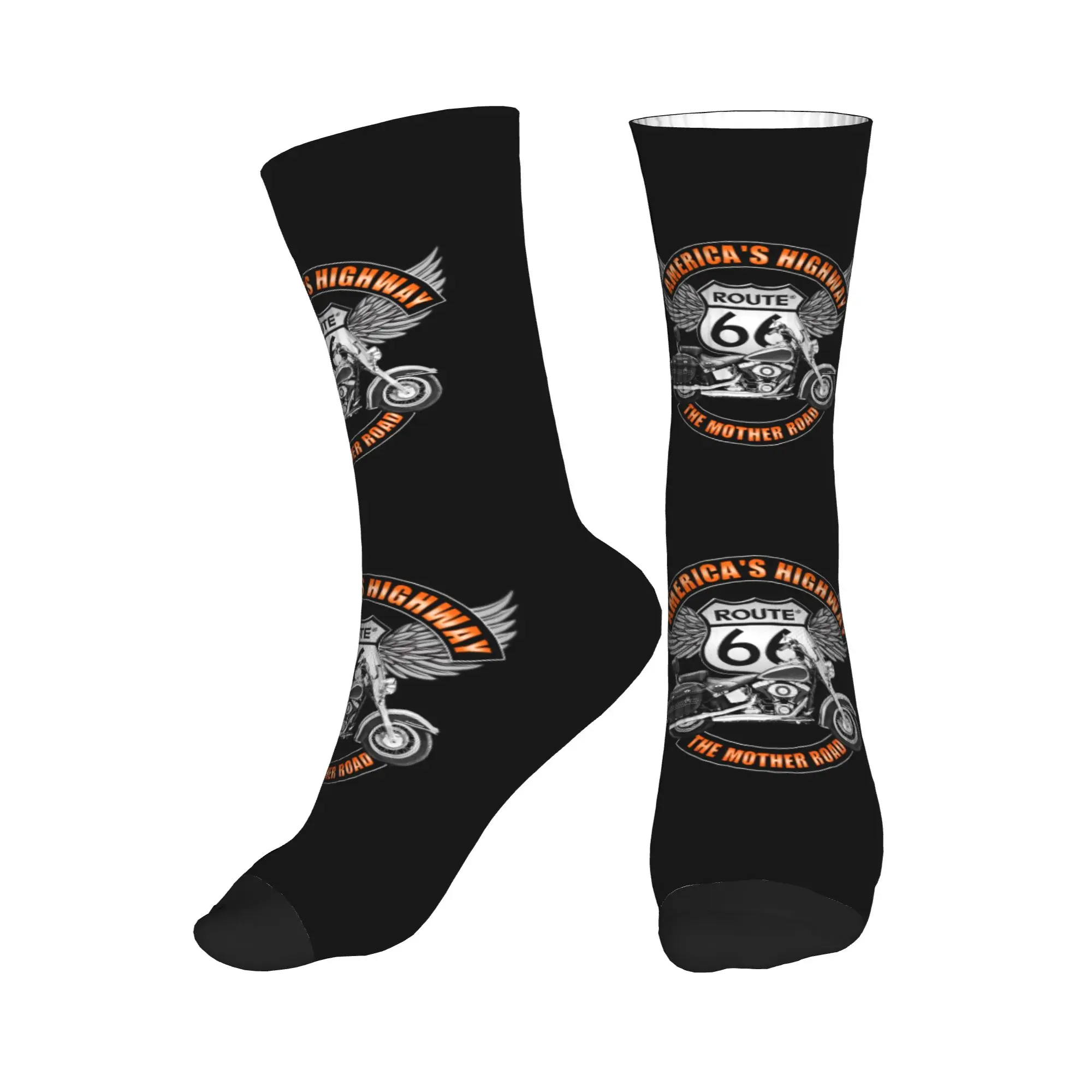 

Cute Men's Americas Highway Route 66 Dress Socks Unisex Warm Breathbale 3D Print USA Highway Crew Socks