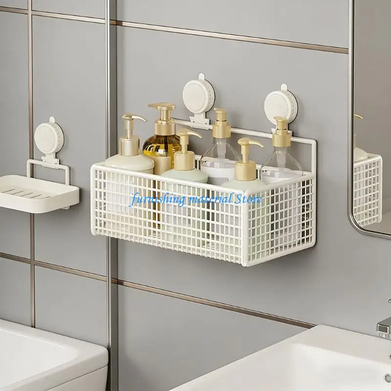 Y5GD Powerful Suction Wall Mount Shelf For Bathroom Kitchen Arrangement Without Drilling Holes 26cm Metal Storage Rack