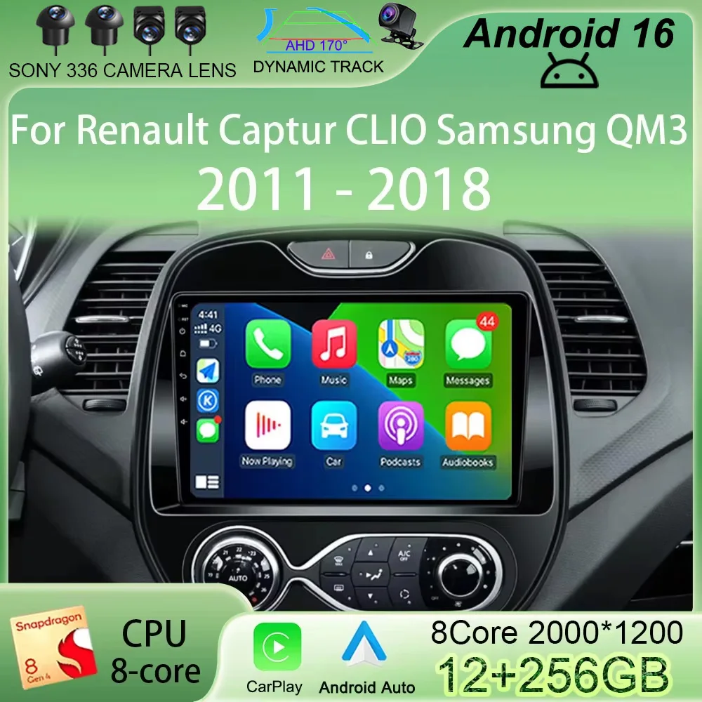 

Автомагнитола Android 16 для Renault Captur CLIO Samsung QM3 2011-2018, стереосистема с CarPlay, GPS-навигацией, мультимедиа и видеоплеером
