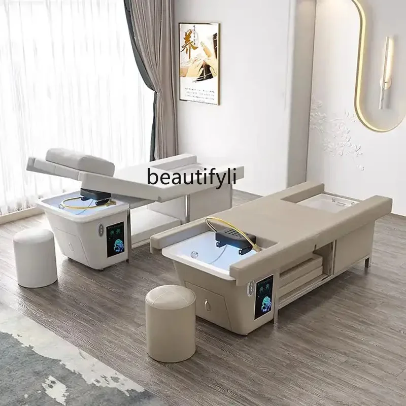 Cama de masaje de elevación eléctrica, Spa, salón de belleza, cabezal de masaje, baño de pies, cama integrada, circulación de agua, fumigación