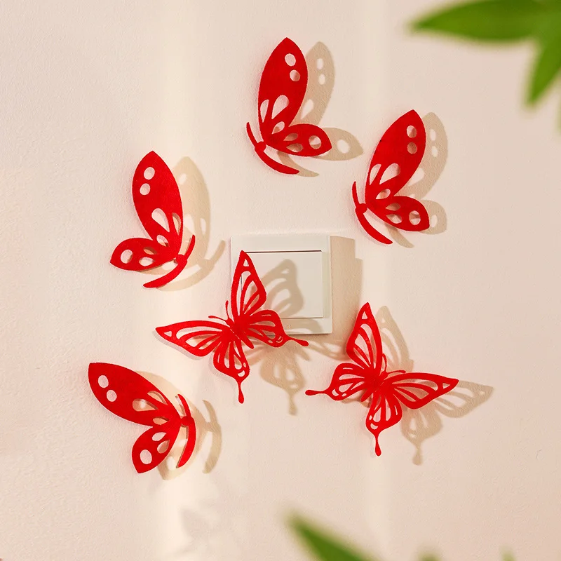 Butterfly Wedding Wall Decoration Living Room Matrimonial Home Background Decoration Felt Chinese Happy Wedding Home Decor