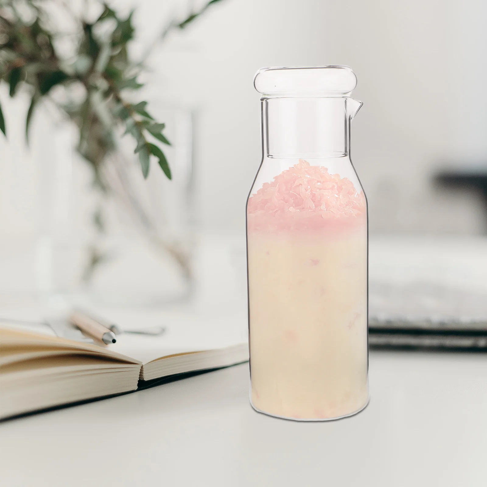 Krug für kalte Getränke aus Glas, minimalistisches Design, Krug für heiße und kalte Getränke für den Nachttisch in der Küche, klarer Wasserkaraffe, Saftbehälter