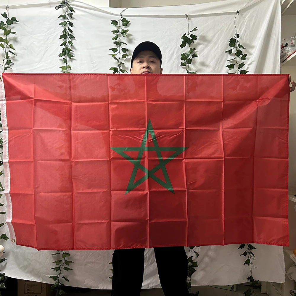 （TIKI FLAG）Morocco Flag 3x5fts  90x150cm polyester  MA Maroc Morocco National hanging Flag for decoration