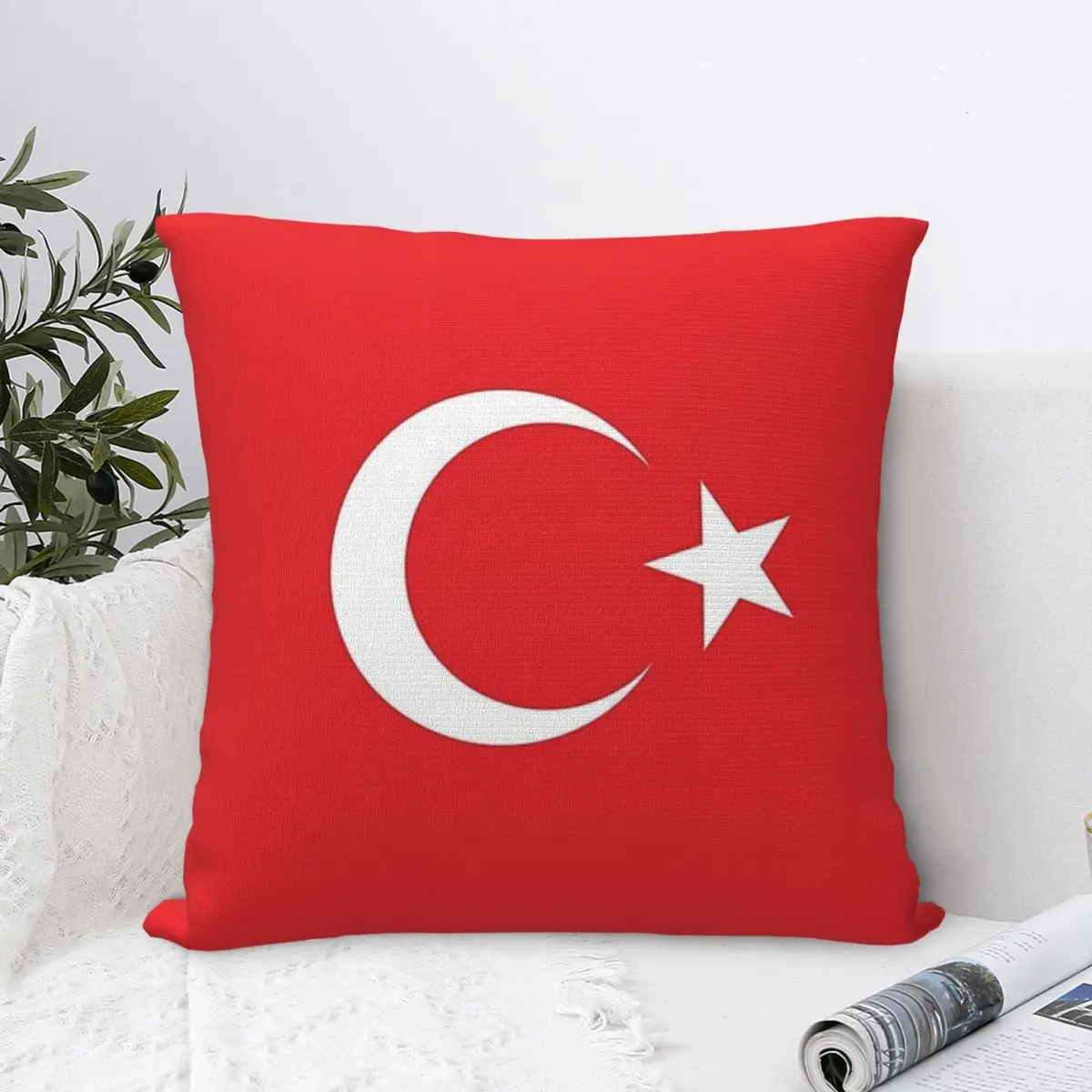 Turkey Flag Square Pillowcase Polyester Pillow Cover Velvet Cushion Decor Comfort Throw Pillow For Home Bedroom