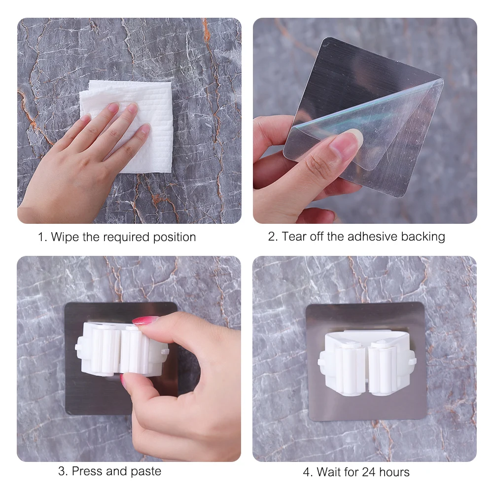 Wall Mounted Mop Organizer Holder Waterproof Broom Hanger Adjustable Storage Rack Bathroom Hanging Hooks Household Storage Tool