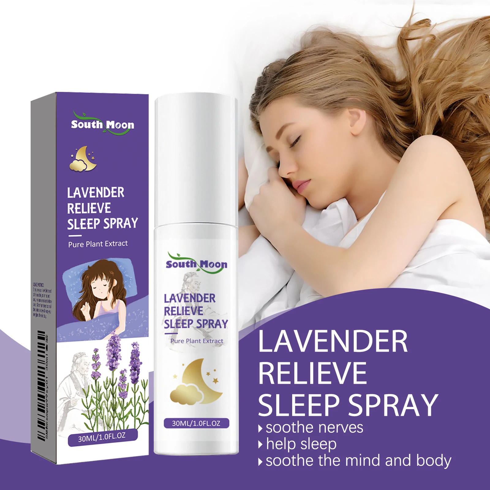 Spray para dormir de lavanda, terapia para el insomnio, almohada, niebla, alivia el estrés, aromaterapia efectiva, mejora el sueño cansado, aceite esencial para el cuidado