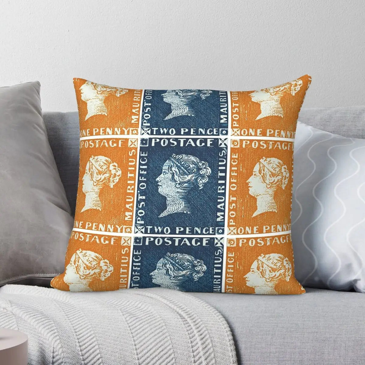 Postage Stamp Mauritius Philately Square Pillowcase Polyester Linen Velvet Creative Decor Throw Pillow Case Sofa Seater 45x45