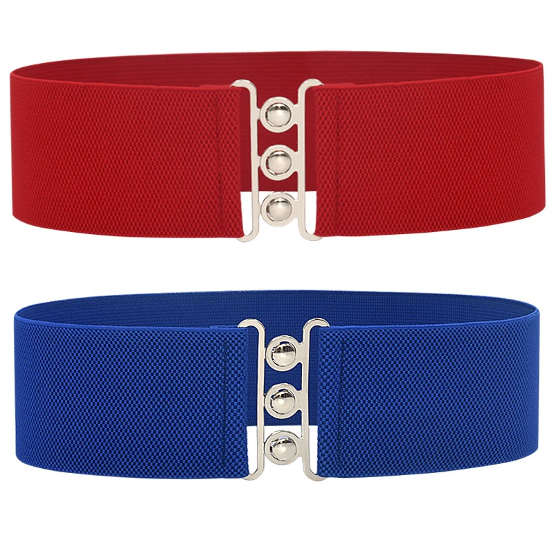 

Wide Elastic Belt Solid Color Corset Belt Metal Buckle Women's Belt Stretch Skinny Cummerbands Cinch Waistband Women Waist Belt