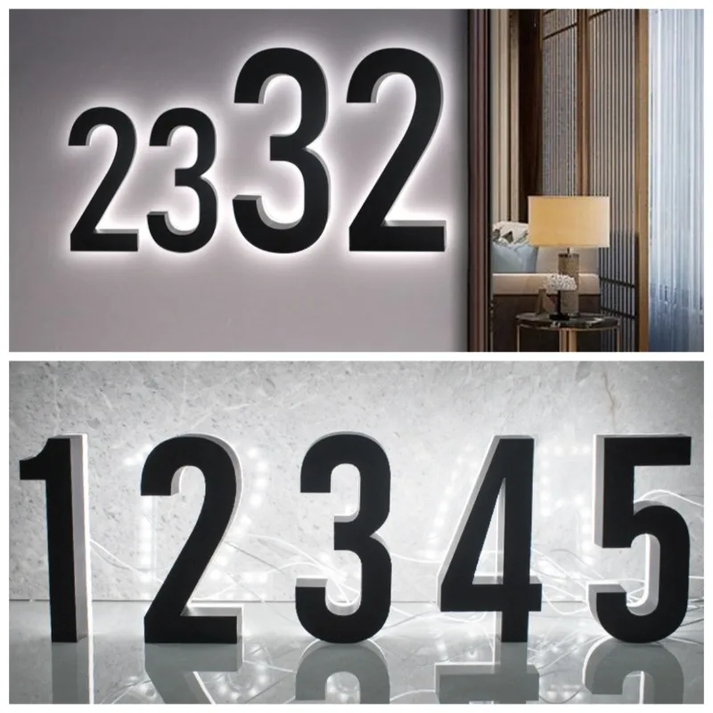 Custom LED House Numbers Outdoor Waterproof Illuminated Address Numbers Letters Backlit Home Address Hotel Door Number Signs