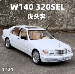 1:24 Mercedes-Benz W140 320SEL Classic Car Alloy Car Model Sound and Light Pull Back kids Toy Collectibles Birthday gift C335