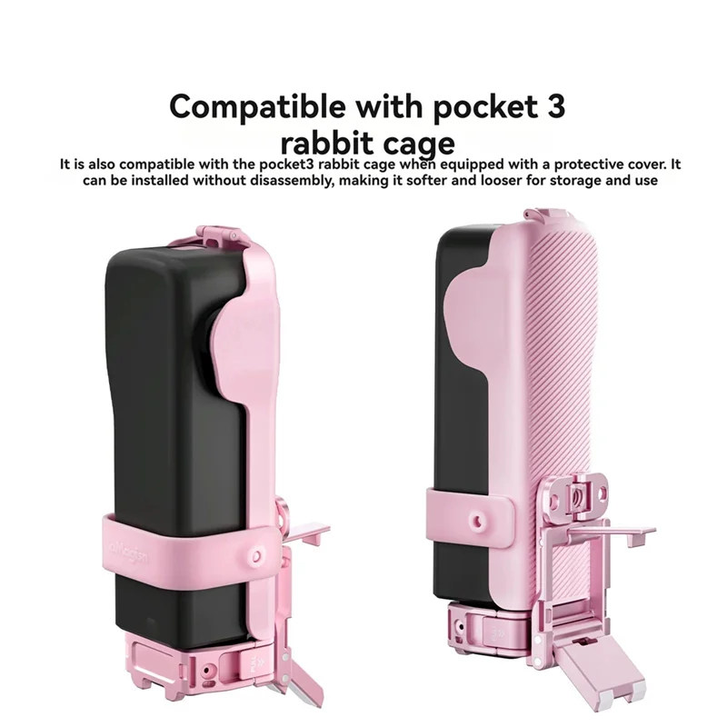 A29F-Lens Protection Plate With 4 Filters For DJI Pocket3 Flip Protective Cover Case Accessories Storage Compartment Pink