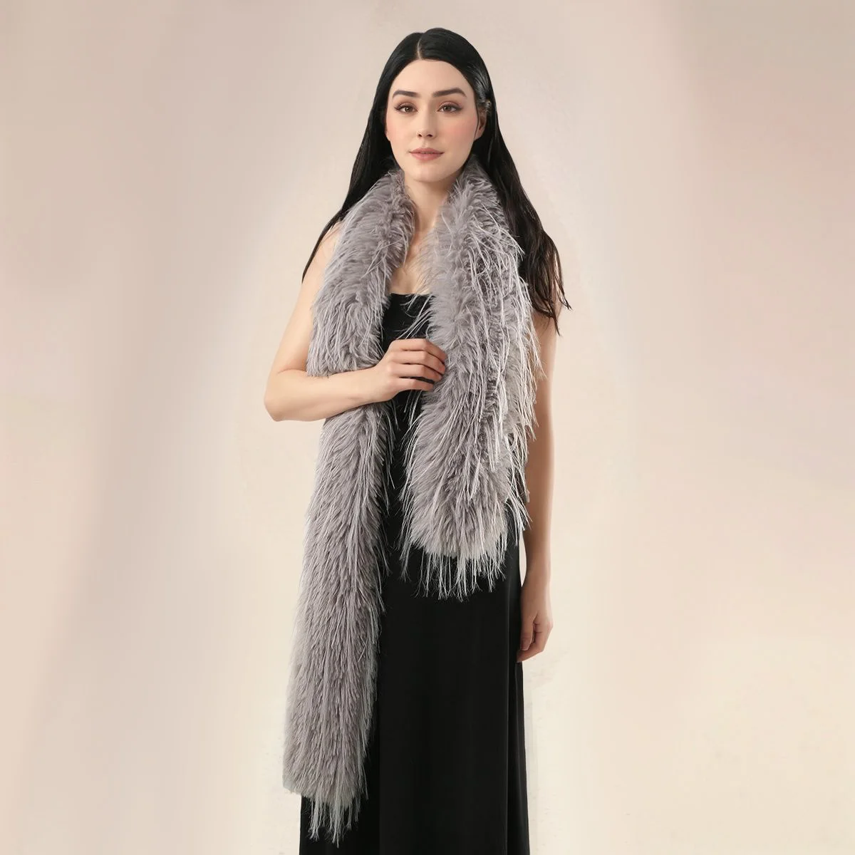 Women Faux Rabbit Fur Long Scarf Lady Winter Warm Solid Color Thick Fluffy Scarf Luxury Coat Parka DIY Soft Fur Collar 170*10cm - view 2