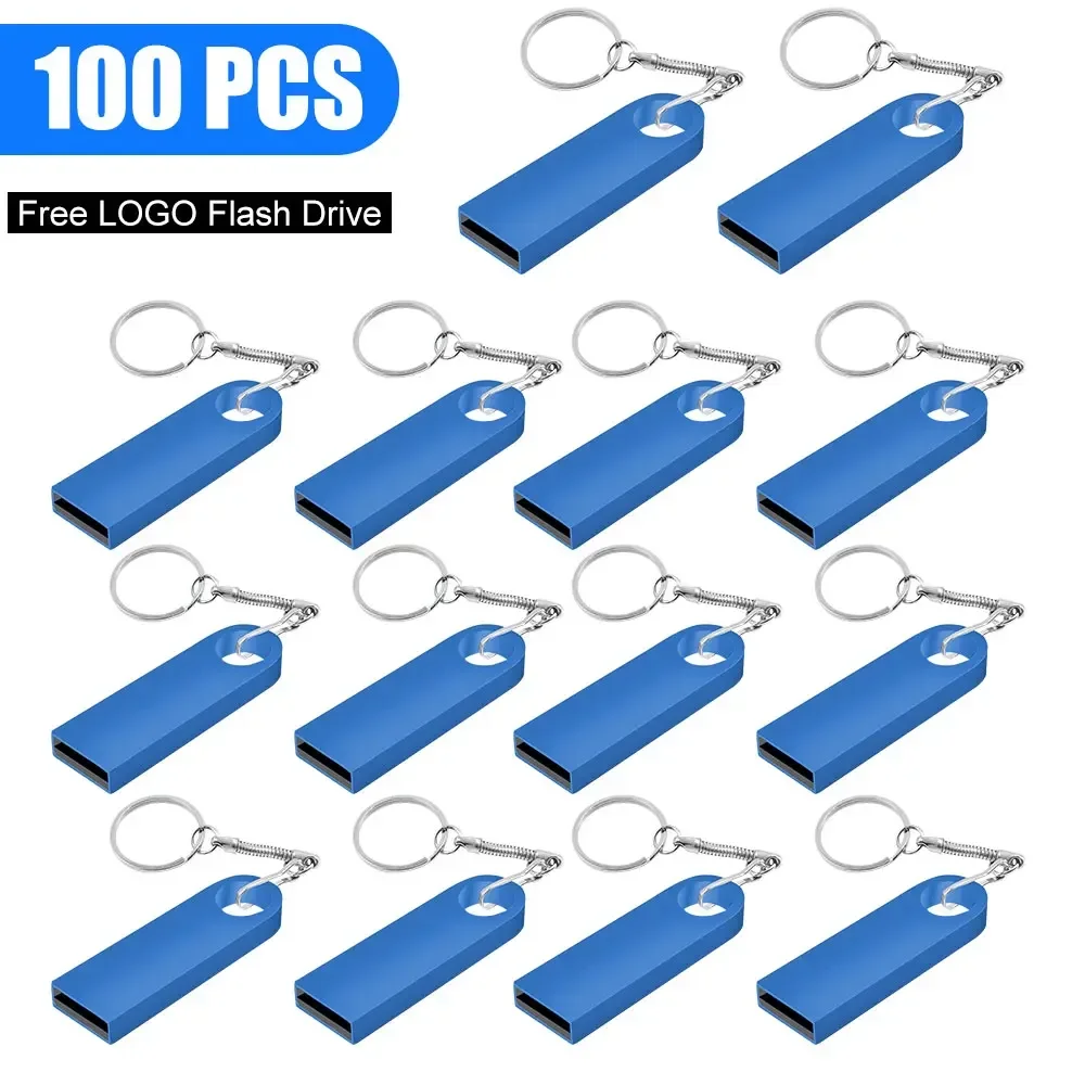 

100PCS Free Custom LOGO Flash Drives Metal 64GB Free logo 16GB 32GB Pen drive 16GB Memory stick Free key chain U disk 8GB 4GB