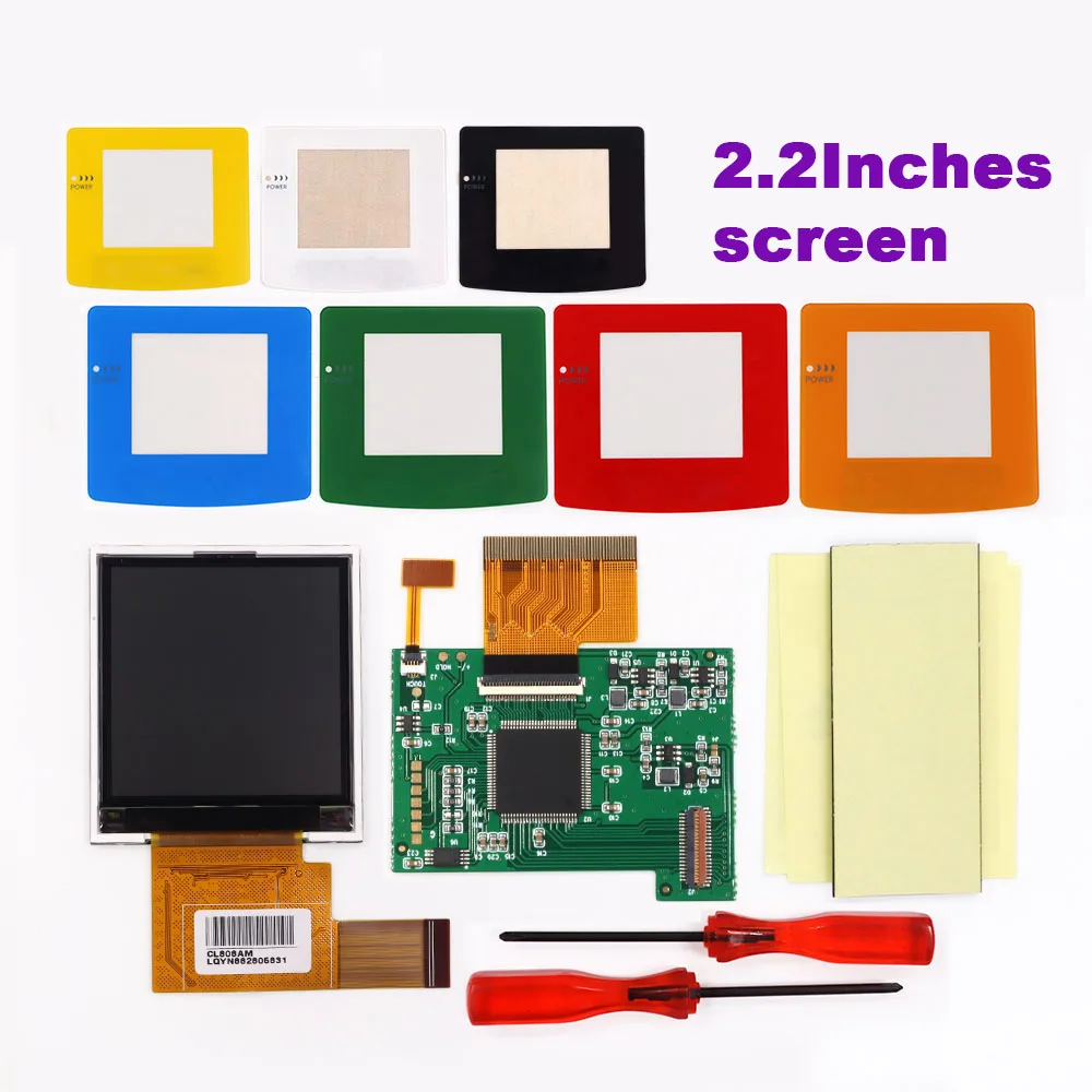 

Комплекты LCD-экранов Hispeedido 2,2 дюйма для GBC с подсветкой, 5 уровней яркости, регулировка подсветки, без необходимости резки корпуса для Gameboy Color.