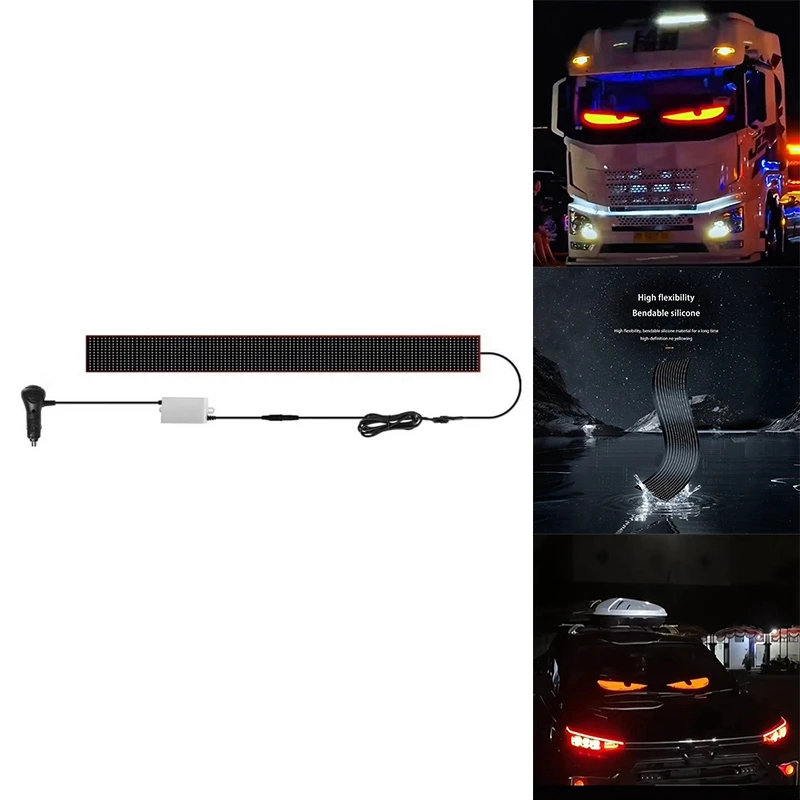 A87D-Truck عين الشيطان LED مصفوفة بكسل لوحة لينة قابلة للطي الإضاءة الكتابة على الجدران التمرير عصا حتى لوحة النص الزجاج الأمامي
