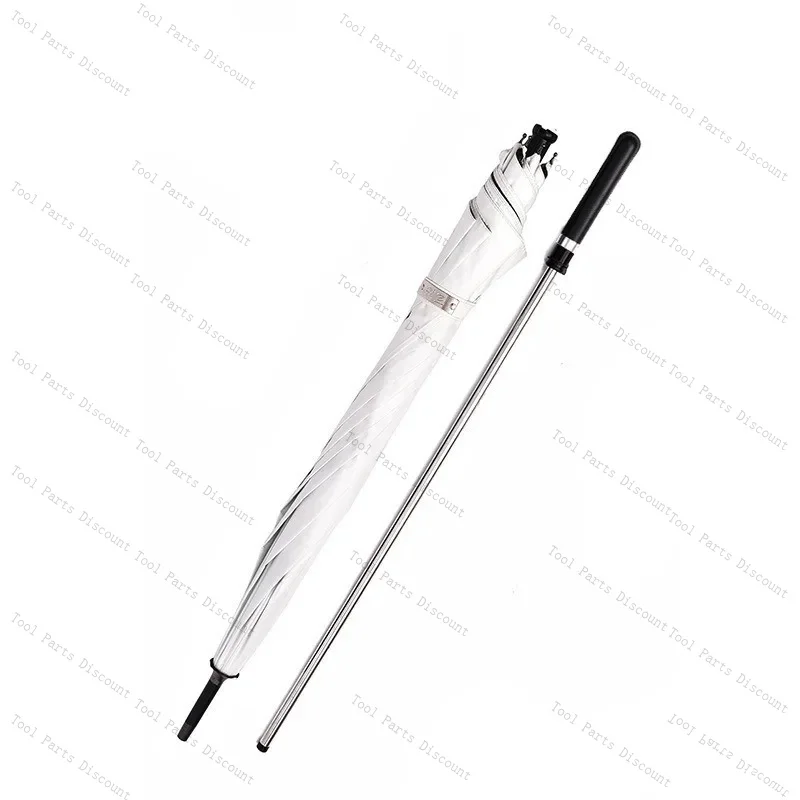 Long Handle Self-Defense, Black Plastic Sunshade, Straight Pole, Pull-Out Function, Sunscreen
