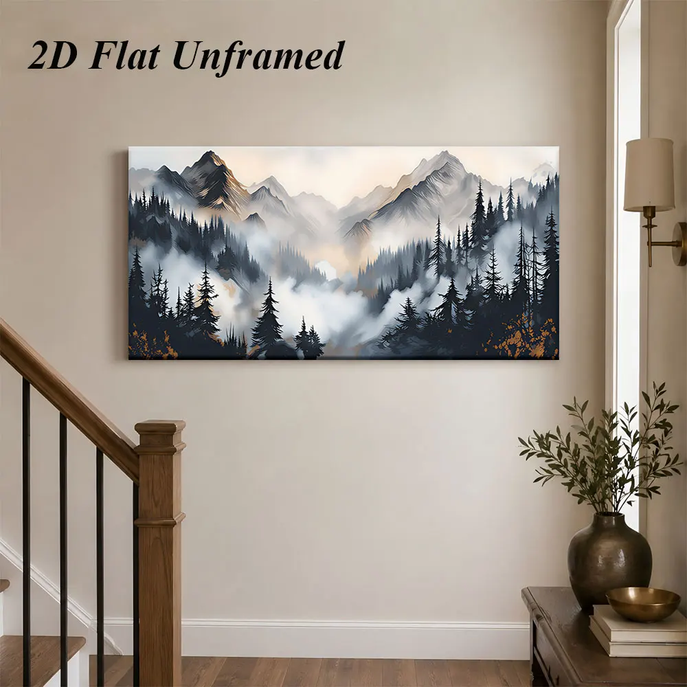 1 piece of frameless decorative painting of mountains, rivers, forests, modern and simple living room, bedroom, study, entrance
