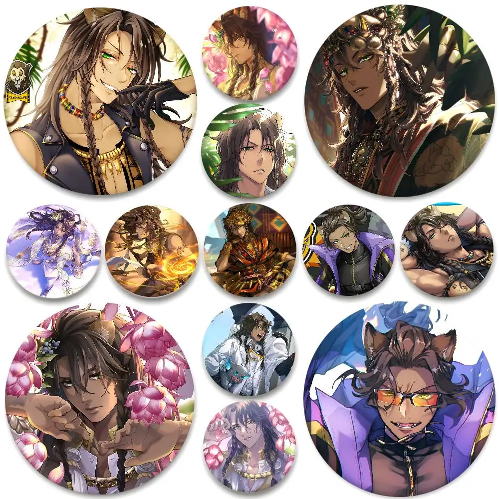 Anime Twisted Wonderland Leona Kingscholar Abzeichen Runde Abzeichen Weißblech Münze Brosche Kleidung Rucksack Zubehör Anstecknadel