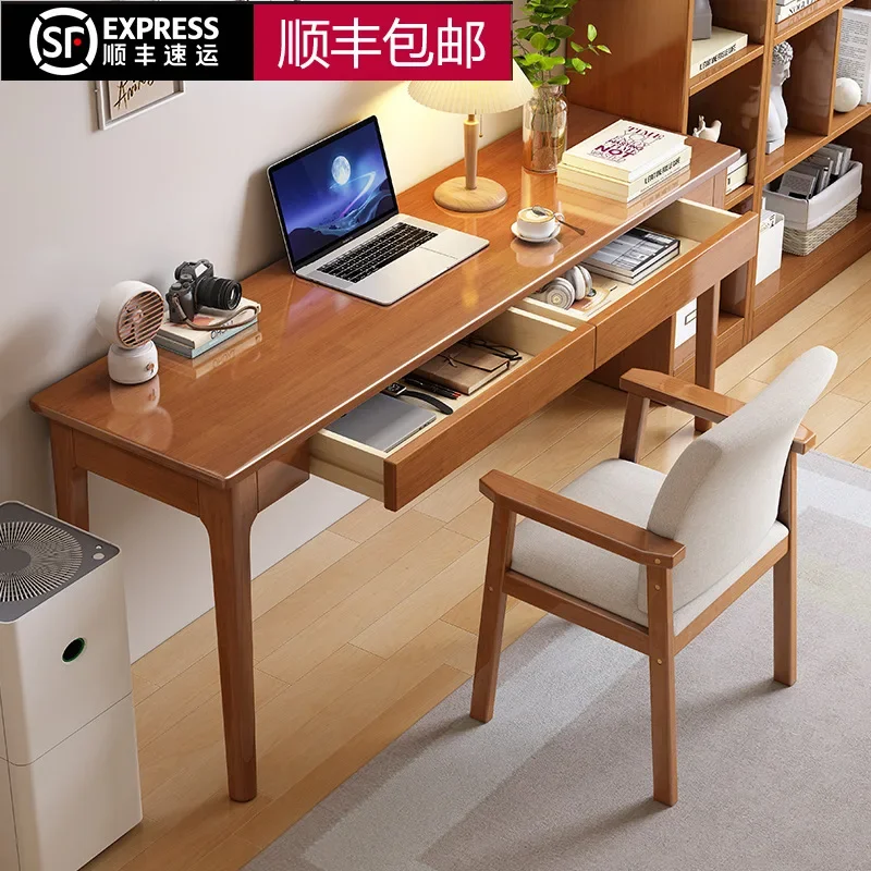 Very Narrow Solid Wood Desk 40/45cm Wide Modern Simple Desk Small Apartment Bedroom Long Computer Desk