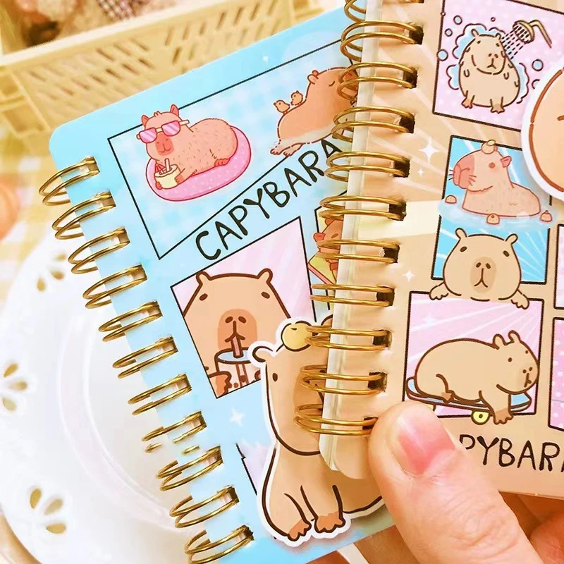 portatil kawaii coil notebook capybara journal mini notepad diario agenda planejador kids presente papelaria material escolar 01