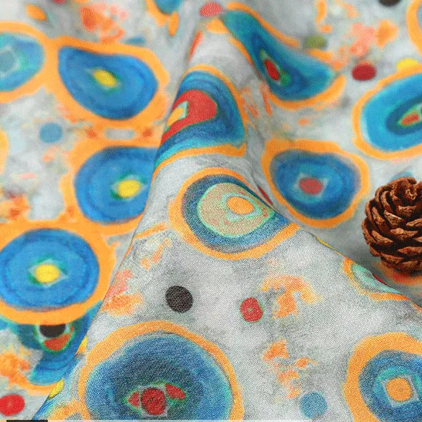 

1 ярд, ткань с цифровой печатью в горошек из чистой рами для лоскутного шитья, юбка, рубашка, сумка, ткань Cheongsam