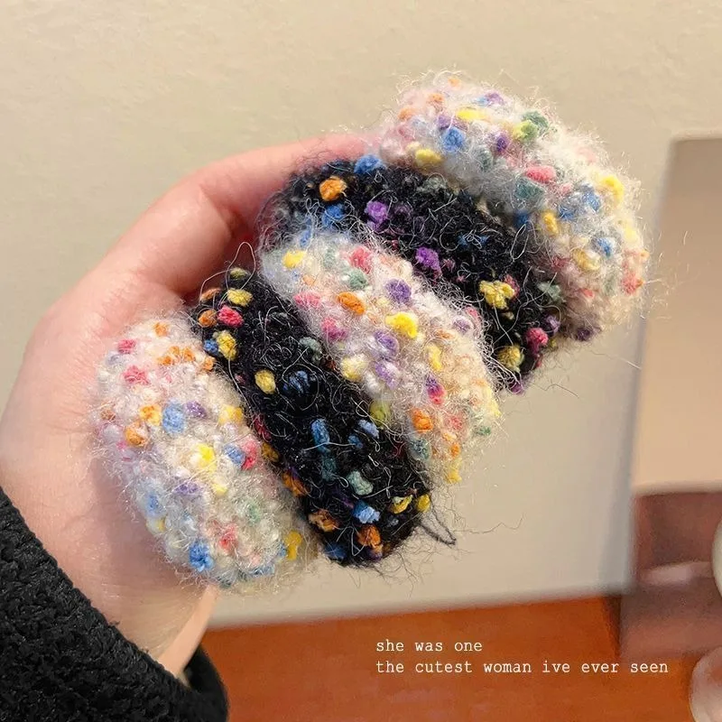 Bande de cheveux tricotée en laine colorée, serviette à haute élasticité et durabilité, couvre-chef en caoutchouc épais pour femmes, accessoires Anime