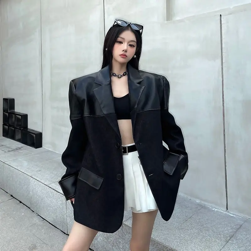 Women's Models Fall Winter Coat Blouse Suit Thickened Splicing Buttons Loose Fashion Senior Leisure Simple Brand New Soft Niche